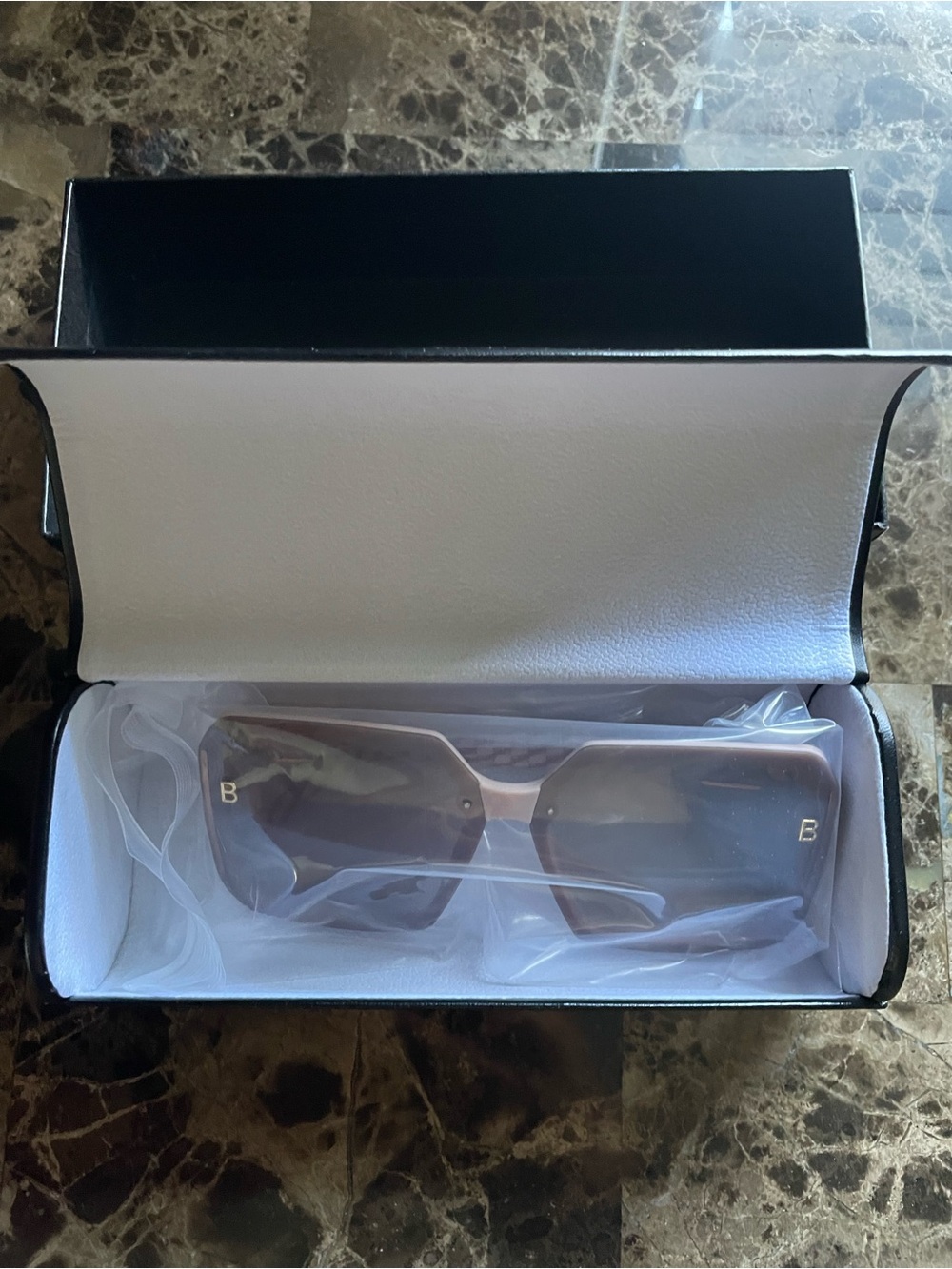 Balenciaga BB Women’s Pink Rectangle Sunglasses Brown Tinted Plastic Logo